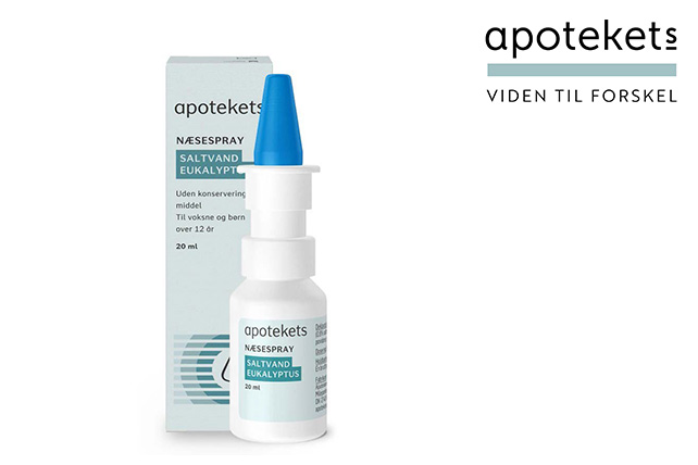 Apotekernes verwendet unser innovatives Dosiersystem 3K® Nasenspray für das konservierungsmittelfreie Medizinprodukt apotekets Naesespray SALTVAND EUKALYPTUS